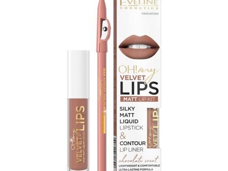 Oh! My Velvet Lips Liquid Matt Lip Kit zestaw matowa pomadka w płynie 4.5ml + konturówka do ust 1szt 14 Choco Truffle For Cheap