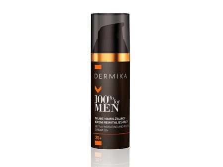 100% for Men Cream 30+ silnie nawilżający krem rewitalizujący na dzień i na noc 50ml Hot on Sale